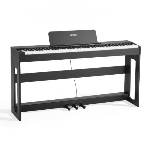 VEVOR Weighted Digital Piano, 88 Keys Fully Weighted, Electric Piano Keyboard with Furniture Stand, Power Adapter, Triple Pedal, Record Function, 280 Tones, Wireless Connection, for Beginners, Black QPZBZSZCGQ88SVGUC001V1