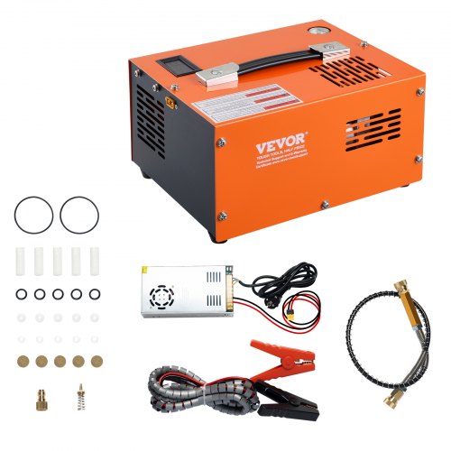 VEVOR PCP Air Compressor, 4500PSI/30Mpa Portable PCP Airgun Compressor with External Converter, DC12V, AC230V | Oil & Water-Free | Manual-Stop Air Rifle, Paintball and Scuba Tank Compressor Pump