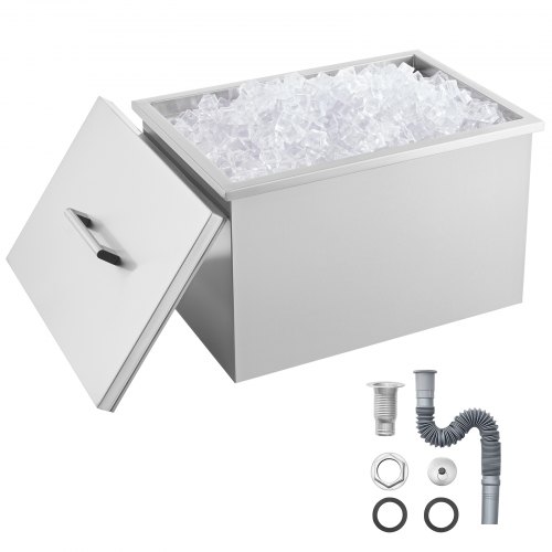 

VEVOR 32 Quart Drop in Ice Chest Ice Cooler Ice Bin Stainless Steel 20"x14"x13