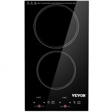 VEVOR Built-in Induction Electric Stove Top 12 Inch,2 Burners Electric Cooktop,9 Power Levels & Sensor Touch Control,Easy to Clean Ceramic Glass Surface,Child Safety Lock,110V