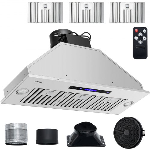 

VEVOR Insert Range Hood, 900CFM 4-Speed, 36 Inch Stainless Steel Built-in Kitchen Vent with Touch & Remote Control LED Lights Baffle Filters, Ducted/Ductless Convertible, ETL Listed