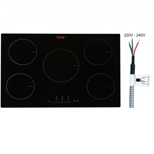 

VEVOR Electric Cooktop, 5 Burners, 30'' Induction Stove Top, Built-in Magnetic Cooktop 9200W, 9 Heating Level Multifunctional Burner, LED Touch Screen w/ Child Lock & Over-Temperature Protection