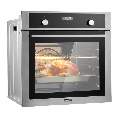 

VEVOR Single Wall Oven, 24" Electric Built-in Wall Oven with 9 Cooking Functions, 2.68 Cu.Ft Electric Wall Ovens with Timer, 2800W Electric Oven with Baking Rack and Tray, for Kitchen