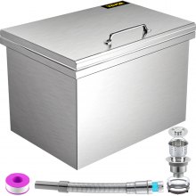 VEVOR Drop in Ice Bin Chest 28x14 inch Drop in Cooler Stainless Steel Outdoor Drop in Ice Chest with Cover Bar Ice Bin 65.4 qt Drop in Wine Drops Drain-Pipe and Drain Plug Included for Cold Wine Beer