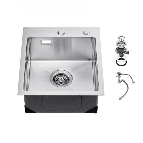 

VEVOR 40cm Kitchen Sink Top Mount Single Bowl Drop-In Basin Stainless Steel Bar