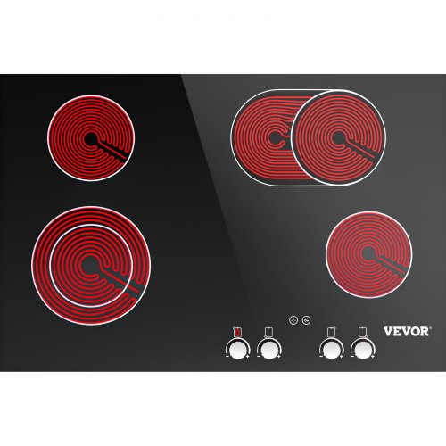 VEVOR Built-in Electric Cooktop Radiant Ceramic Cooktop 30in 4 Burners Knob Type