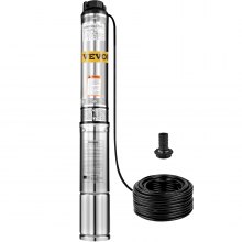 VEVOR Patiolife Well Pump 1/2 HP with 49.2ft Cable - Submersible Well Pump 164ft Head 22.9GPM - Deep Well Pump Stainless Steel for Factories, Farmland, Irrigation Use