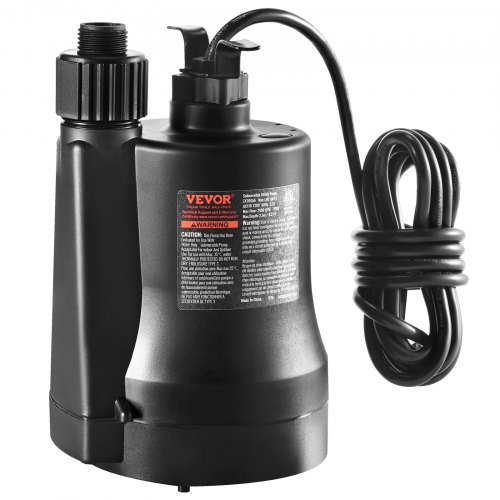 

VEVOR Utility Pump, 1/3 HP, 2450 GPH High Flow, 30 ft Head, Sump Pump Submersible Water Pump Portable Utility Pump with 10 ft Long Power Cord for Draining Water from Swimming Pool Garden Pond Basement