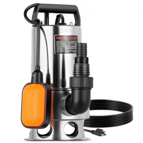 VEVOR 0.68 HP Submersible Sump Pump Sewage Pump 4000 GPH 30 ft Stainless Steel