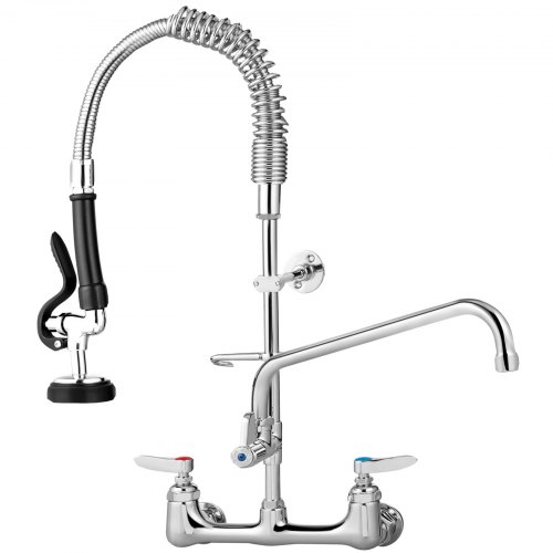 

VEVOR Commercial Faucet with Pre-Rinse Sprayer, 20.3cm Adjustable Center Wall Mount Kitchen Faucet with 30.5cm Swivel Spout, 53.3cm Height Compartment Sink Faucet for Industrial Restaurant