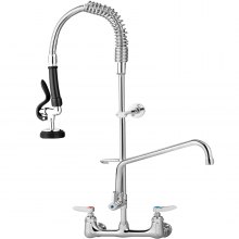 VEVOR Commercial Pre-rinse Faucet Wall Mount Kitchen Sink Faucet 8" w/ Sprayer