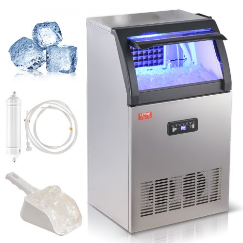 

VEVOR Commercial Ice Maker, 130lbs/24H, Ice Maker Machine, 55 Ice Cubes in 12-15 Minutes, Freestanding Cabinet Ice Maker with 24lbs Storage Capacity LED Digital Display, for Bar Home Office Restaurant