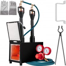 VEVOR Propane Knife Forge, Blacksmithing Forge with Dual Burners, Portable Propane Forge with Single Durable Door, Large Capacity Farrier Forge, Square Propane Burner Forge for Knife and Tool Making