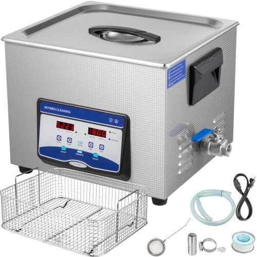 VEVOR Ultrasonic Cleaner 15L Semiwave Function 300W/150W Ultrasonic Power 200W Heating Power Upgraded Ultrasonic Cleaner for Modul Apparatus Dental Parts Cleaning