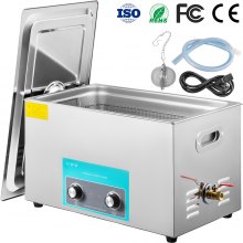 Knob Control 30l Ultrasonic Cleaner Stainless Steel Heated Heater W/timer