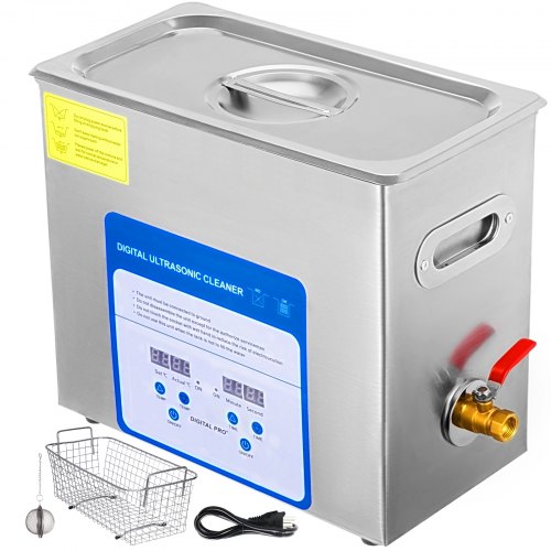 VEVOR Professional Ultrasonic Cleaner, Easy to Use with Digital Timer & Heater, Stainless Steel Industrial Machine for Parts, 110V, FCC/CE/RoHS Certified (6.0L)