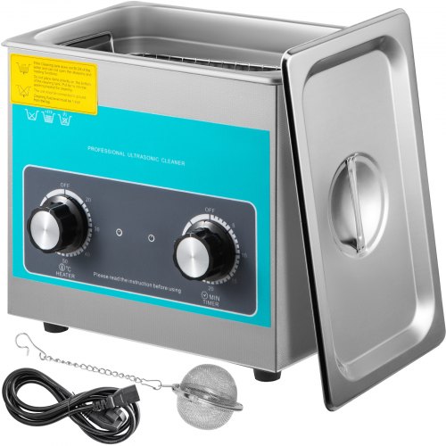 VEVOR 3L Ultrasonic Cleaner 220W Stainless Steel Knob Control w/ Heater & Timer