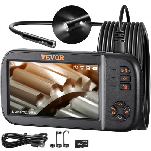 VEVOR Articulating Borescope Camera with Light, Two-Way Articulated  Endoscope Inspection Camera with 6.4mm Tiny Lens, 5 IPS 1080P HD Screen,  8X Zoom, 8 LED Lig…