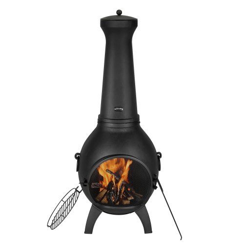 

18 Inch Chiminea Outdoor Wood Burning Firepit with Grill Mesh & Chimney Coat