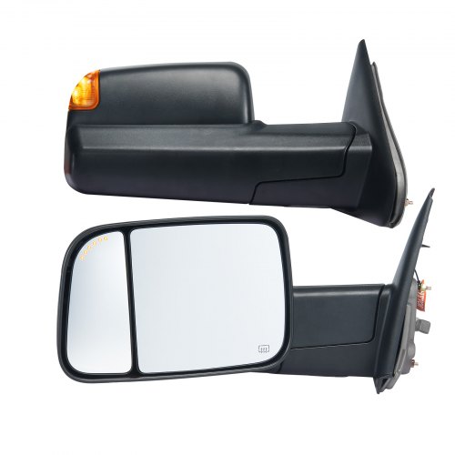 

VEVOR Towing Mirrors, Left & Right Pair Set for 2002-2008 Dodge Ram 1500 2500 3500 (Partial 2009 Models), Power Heated with Signal Light & Puddle Light, Manual Controlling Flipping Folding, Black