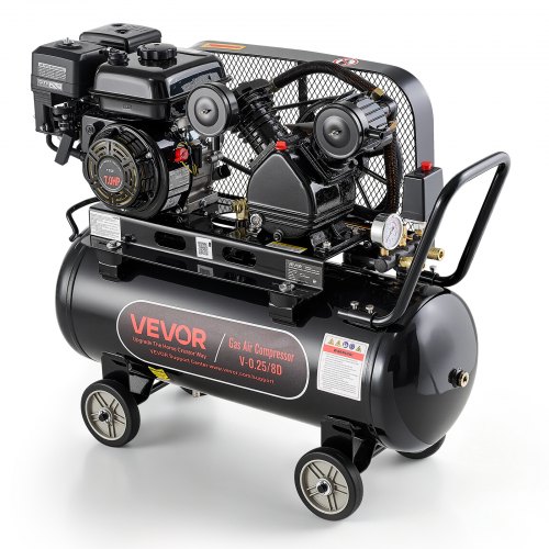 VEVOR 20 Gallon Gas Powered Air Compressor 7HP 47CFM at 90 PSI Air Tank GasDriven Air Compression System with Twin Cylinder Piston Pump 115 PSI M