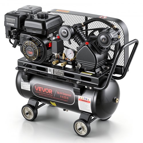 VEVOR 10 Gallon Gas Powered Air Compressor 7HP 47CFM at 90 PSI Air Tank GasDriven Air Compression System with Twin Cylinder Piston Pump 115 PSI M