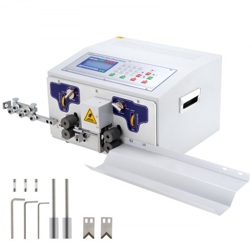 VEVOR Automatische Computer-Abisoliermaschine 300 W, Kabelschneidemaschine 1-100,000 mm, 230 V Drahtbiegemaschine Max. Kanaldurchmesser 10 mm, Kabelschälmaschine mit LCD Schirm und Richtmaschine
