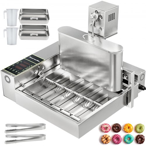 VEVOR 110V Commercial Automatic Donut Making Machine, 6 Rows Auto Doughnut Maker 9.5L Hopper, Intelligent Control Panel