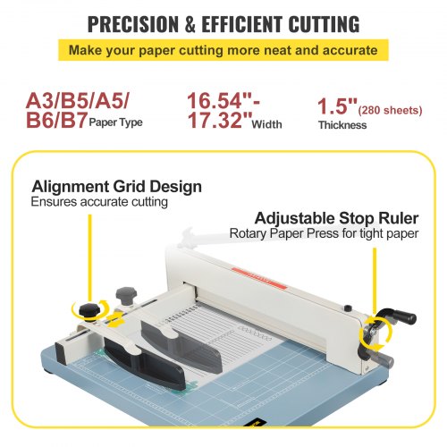 VEVOR Industrial Paper Cutter Heavy Duty Paper Cutter 17" for A3 Paper Cutting 