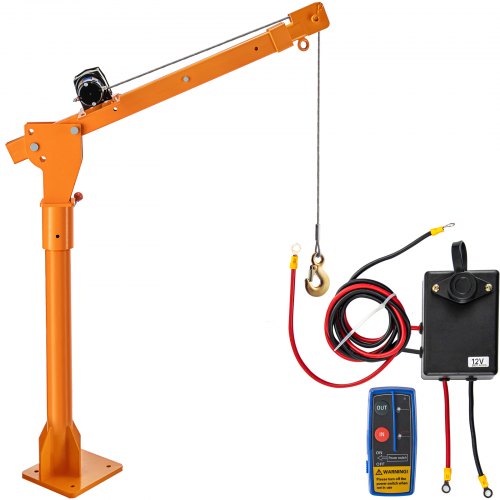 

VEVOR Davit Crane, 2200 lbs Truck Crane, Wireless Remote Control Dock Crane, 12V 360° Swivel Electric Crane for Truck, Crane Hitch for Lifting Goods in Construction, Forestry, Factory, and Transport