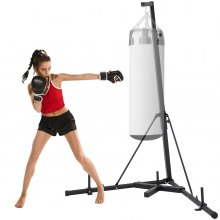 VEVOR Folding Heavy Bag Stand, Punching Bag Stand Holds Up to 132 lbs, Foldable Free-Standing Platform Station Boxing Stand, Portable Sandbag Rack with Adjustable Height for Home and Gym Fitness.