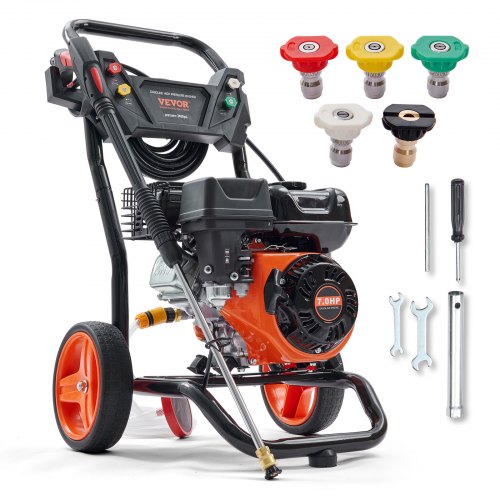 

VEVOR Gas Pressure Washer, 3400 PSI 2.6 GPM, Gas Powered Pressure Washer with Aluminum Pump, Spray Gun and Extension Wand, 5 Quick Connect Nozzles, for Cleaning Cars, Homes, Driveways, Patios