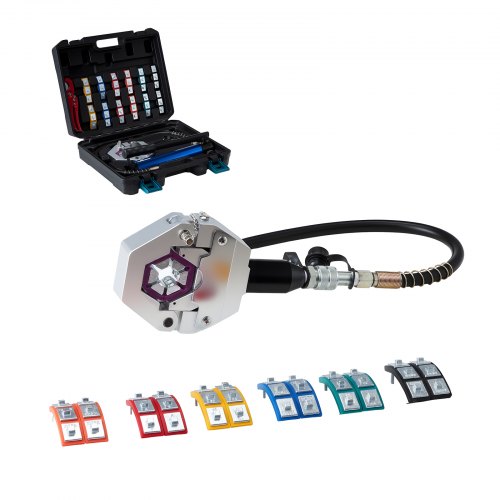 

VEVOR Hydraulic Hose Crimper, Hydra-Krimp AC Hose Crimper Kit with 7 Dies Snap-On & Carrying Case, Hydraulic A/C Hoses Crimping Tool for Automotive & Air Conditioning Repair (Split with Manual Pump)