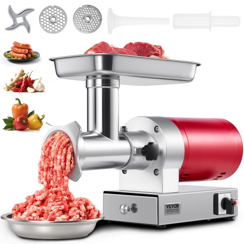 

VEVOR Electric Meat Grinder, 661 Lbs/Hour 800 W Meat Grinder Machine, 1.5 HP Electric Meat Mincer with 2 Grinding Plates, Sausage Kit Set Meat Grinder Heavy Duty, Home Kitchen & Commercial Use Red