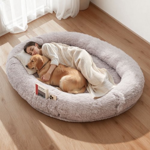 

VEVOR Human Dog Bed, 69.29 x 48.03 x 9.45 inch Orthopedic Memory Foam Human Sized Dog Bed, Humans Pet Beds with Side Pocket, Handle & Zipper, Removable Machine-Washable Dogs Beds for Humans, Gray