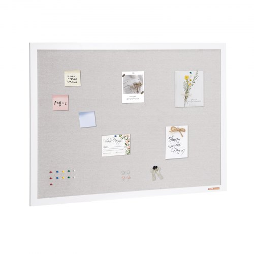 

VEVOR 48"x36" White Cork Board with Linen Surface Wall-Mounted Bulletin Board