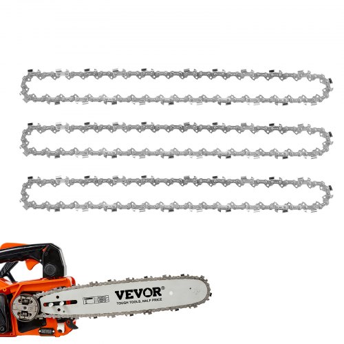 VEVOR Chainsaw Chain 3 Pack 12 Inch 3/8" Pitch 3/8" Gauge 45 Drive Links, Fits VEVOR CN-25 Gas Chainsaw, Forged Alloy Steel, Replacement Saw Chains with Sharp Cutter Teeth & Wear-Resistant Tie Straps