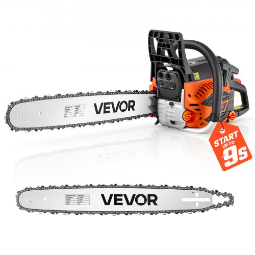 Vevor Gas Powered Chainsaw 18 & 20 Inch 58CC 3.22HP 2 Stroke Engine Saw, For Wood Cutting, Tree Trimming & Land Clearing, Throttle-Synced Choke, Power-image