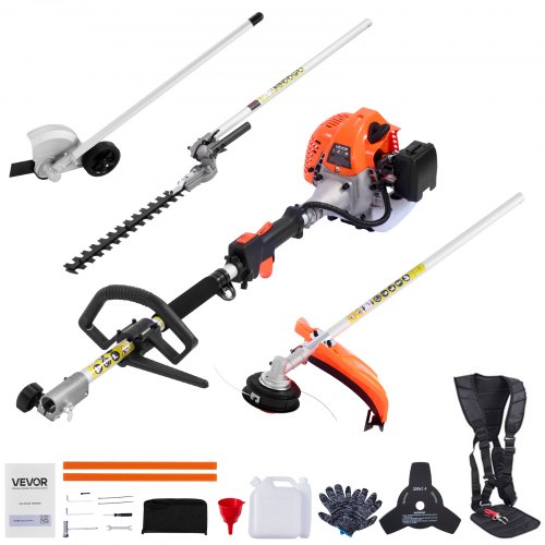 

VEVOR Gas Hedge Trimmer, 2 Cycle Gas Power Handheld Hedge Trimmer, 4-in-1 26cc Weed Eater with Protective Gear Set, Includes Hedge and String Trimmer, Edger, Brush Cutter, for Trimming Shrubs & Bushes