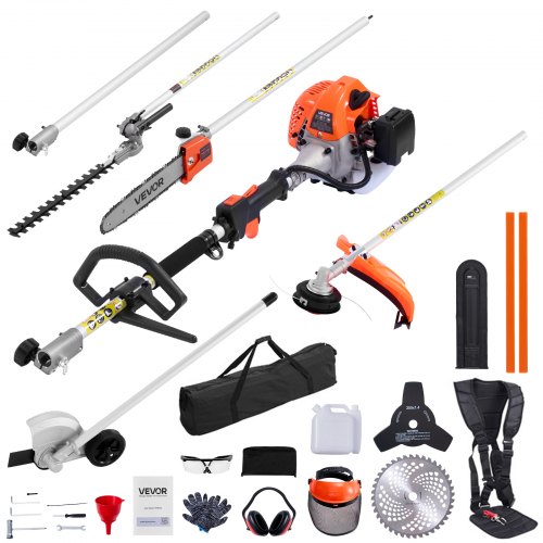 Vevor Gas Hedge Trimmer, 2 Cycle Gas Power Handheld Trimmer, 6-In-1 26Cc Weed E…