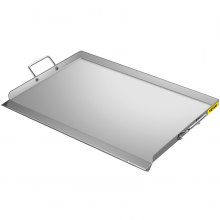 VEVOR Stainless Steel Griddle, 14" x 32.3" Griddle Flat Top Plate, Griddle for BBQ Charcoal/Gas Gril with 2 Handles, Rectangular Flat Top Grill with Extra Drain Hole for Tailgating and Parties