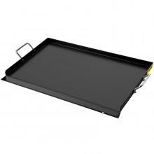 VEVOR Carbon Steel Griddle, 16" x 24" Griddle Flat Top Plate, Griddle for BBQ Charcoal/Gas Gril with 2 Handles, Rectangular Flat Top Grill with Extra Drain Hole for Tailgating and Parties