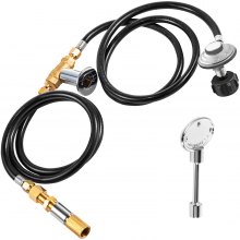 VEVOR Fire Pit Installation Kit, 90K BTU Max Propane Fire Pit Hose Kit, CSA Certified Propane Connection Kit, Gas Mixer Regulator with Adapter Included Air Mixer & Key Valve for Propane Connection