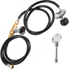 VEVOR Fire Pit Installation Kit, 90K BTU Max Propane Fire Pit Hose Kit, CSA Certified Propane Connection Kit, Gas Mixer Regulator with 1/2" Chrome Key Valve for Propane Connection