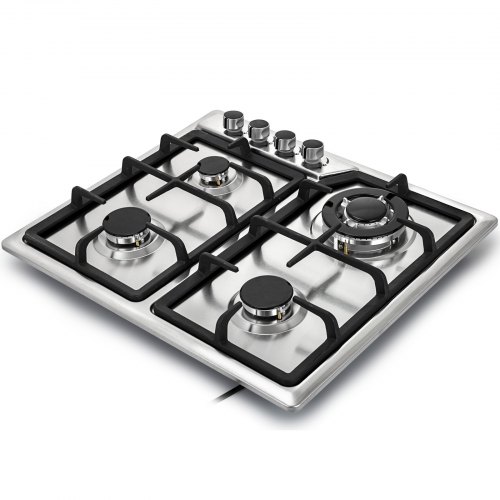 VEVOR 22″x20″ Built in Gas Cooktop 4 Burners Gas Stove Cooktop Stainless Steel Cooktop Gas Hob with Liquid Propane Conversion Kit