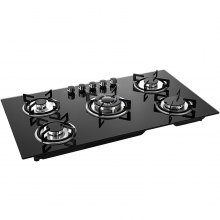 VEVOR 36x21 inches Built in Gas Cooktop 5 Burners Gas Stove Cooktop Tempered Glass Cooktop Gas Hob With Liquid Propane Conversion Kit