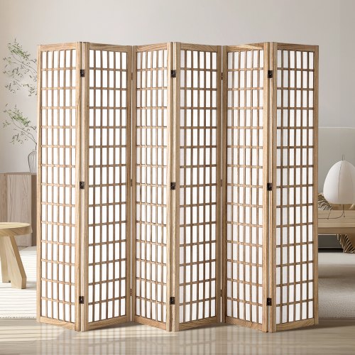 

VEVOR Room Divider, 6 Panel Japanese Room Divider, Wood Folding Privacy Screen Indoor, Japanese Partition Dividers Portable Decoration Screens, for Room Separation Home Office Restaurant & Bedroom