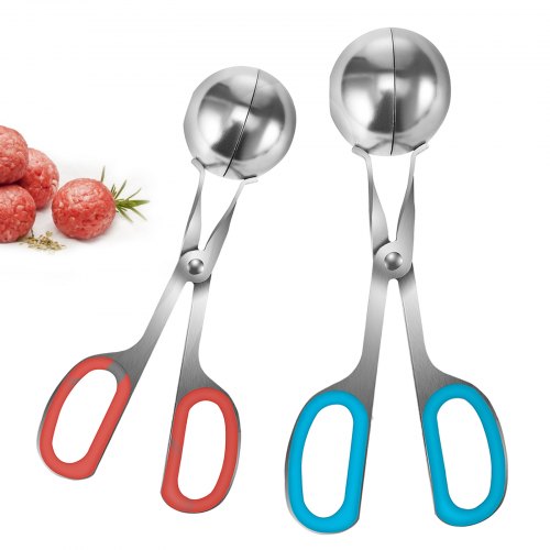 

VEVOR Meatball Maker Tongs 2 PCS Meat Baller Scoop Stainless Steel Cake Pop Scoop Ball Maker with Anti-Slip Rubber Handles, Meatball Tongs for Fruits Meatball Cake Ice Cream Melon Fruits Kitchen Tool