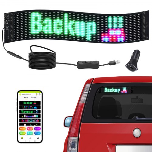

VEVOR Programmable LED Sign, P6 Full Color LED Scrolling Panel, DIY Custom Text Animation Pattern Display Board, Bluetooth APP Control Message Shop Sign for Store Business Car Advertising, 27"x5