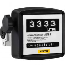 VEVOR Mechanical Fuel Meter 7 to 20 GPM Digital Diesel Fuel Flow Meter Black Fuel Meter Diesel For All Fuel Transfer Pumps 10Bar